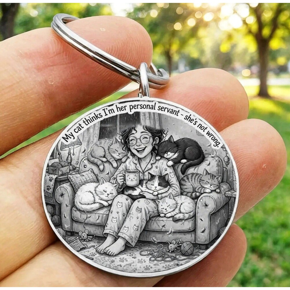 Cat Mom Lady Pet Animal Kitty Hot Funny Stainless Keychain Art Joke Family Sweet